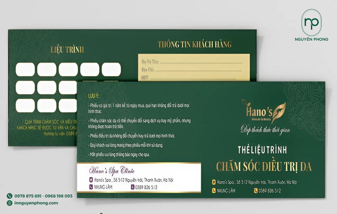 thiết kế thẻ liệu trình spa uy tín